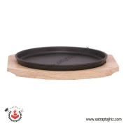 ظرف چدنی سرو استیک با زیره ی چوبی نسوز